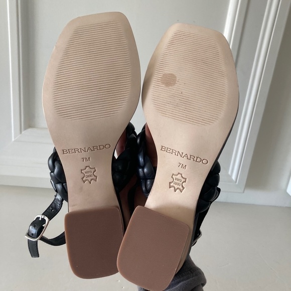 NWOT Bernardo Anthropologie Jasmine Braided Black Leather Heels Sz 7 - Picture 8 of 8